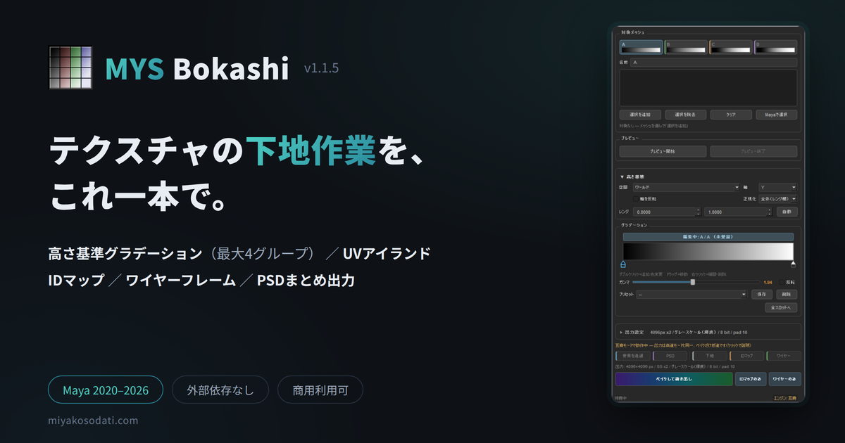 MYS Bokashi — テクスチャの下地作業を、これ一本で。